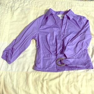 Purple button and belt front blouse!